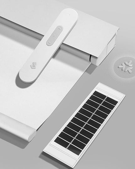 Motorized Blinds with Remote, Hub-Free Smart Blinds Work with Alexa, Automatic Roller Shades for Windows with Matter Motor, Cordless Blackout Shades, Solar Panel, Rechargeable, White, 33*72