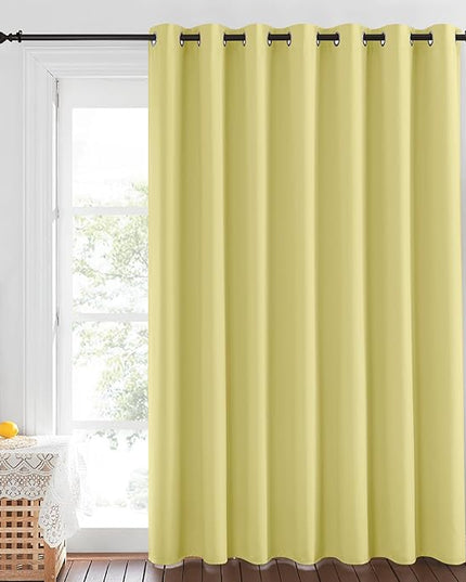NICETOWN Blackout Sliding Glass Door Curtain 84 inches Long, Grommet Thermal Insulated Light & Heat Blocking Drape Window Treatment for French Door, W100 x L84, 1 Panel, Paler Yellow