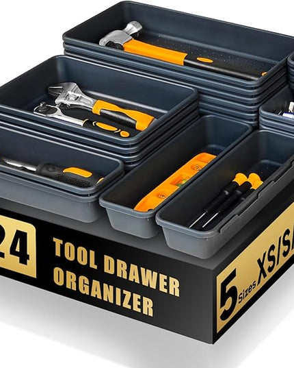 Tool Box Organizer Tray, Toolbox Desk Drawer Organizer, Tool Box Tray, Toolbox Organization Storage for Rolling Tool Chest (24 PCS)