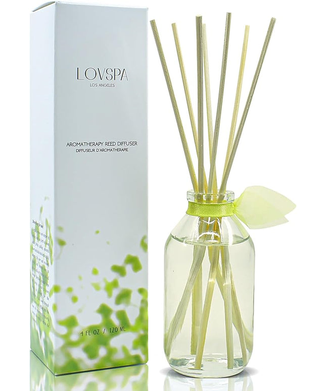 LOVSPA Reed Diffuser Set, Sparkling Citrus Scented Oil Diffuser with Sticks, Home Fragrance Accessories for Bathroom Shelf Decor, Aroma Diffusers for Home or Office Desk, USA Made