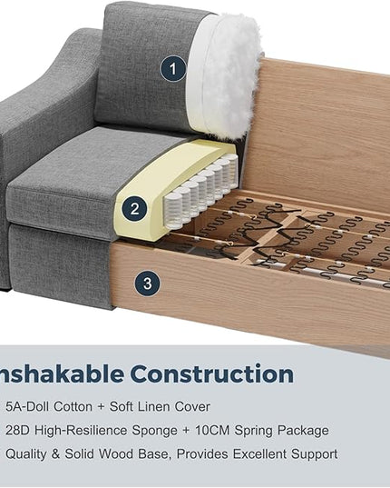ABCASA Oversized 136" Modular Sectional Sofa, Deep Seat U Shaped Couches for Living Room, Breathable Linen Fabric Corner Couch, Easy to Assemble, Grey