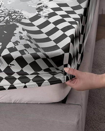 AILONEN Motorcycle Dirt Bike Fitted Sheet Set, Twin Size Bedding Sheet Motocross Racing Sheet Set,Teen Boys Motocross Racer Bed Sheet Set 3 Pieces, 1 Fitted Sheet and 2 Pillowcases
