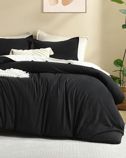 Litanika Oversized King Comforters Black Super King Size, 3 Pieces Lightweight Solid Bedding Comforter Set, All Season Fluffy Bed Set (120x120In Comforter & 2 Pillowcases)
