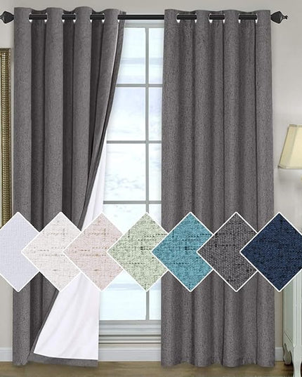 H.VERSAILTEX 100% Blackout Curtains for Bedroom 108 Inches Long Grommet Linen Face Full Light Blocking Curtain Drapes for Living Room Thermal Linen Look Curtains 2 Panels Set, 52" W x 108" L, Grey