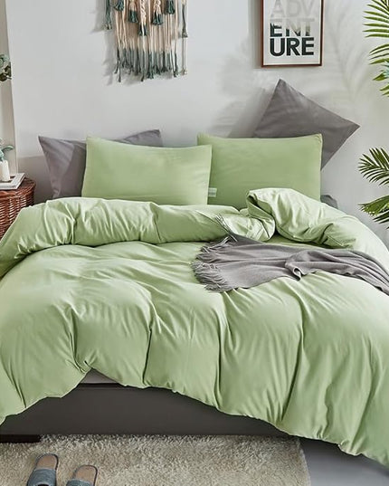 CLOTHKNOW Green King Comforter Set 3Pcs Sage Green Bedding Comforter Sets Pale Green Comforter King Soft Light Green King Size Comforter Set