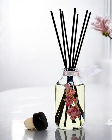 LOVSPA Reed Diffuser Set, Pink Tuberose Scented Oil Diffuser with Sticks, Home Fragrance Accessories for Bathroom Shelf Decor, Aroma Diffusers for Home or Office Desk, USA Made