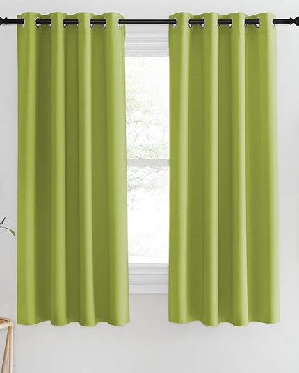 NICETOWN Blackout Short Curtain 63 inches Long for Windows, Thermal Insulated Curtain Grommet Room Darkening Window Treatment for Bedroom/Living Room, 1 Panel, W46 x L63, Fresh Green