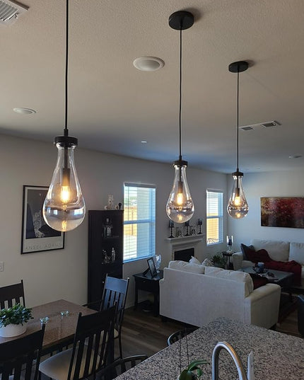 Modern Raindrop Pendant Lights Set of 2, Bronze Pendant Lights Kitchen Island, Black Pendant Light Island Lights for Kitchen Chandeliers for Living Room Bathroom Bedroom Hallway,Bulb Included