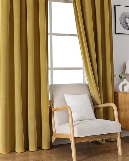 Joydeco Brown Velvet Curtains 108 inch Length 2 Panels, Luxury Blackout Rod Pocket Thermal Insulated Window Curtains, Super Soft Room Darkening Drapes for Living Dining Room Bedroom,W52 x L108 inches