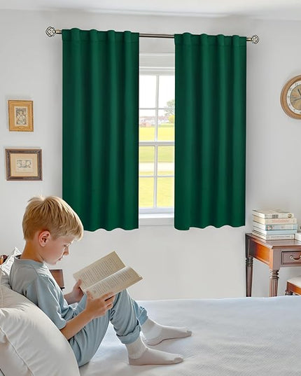 BGment Emerald Green Blackout Curtains 54 Inches Long - Christmas Blackout Curtains Thermal Insulated Room Darkening Rod Pocket Back Tab Curtains for Living Room, 2 Window Panels (38 x 54 Inch)