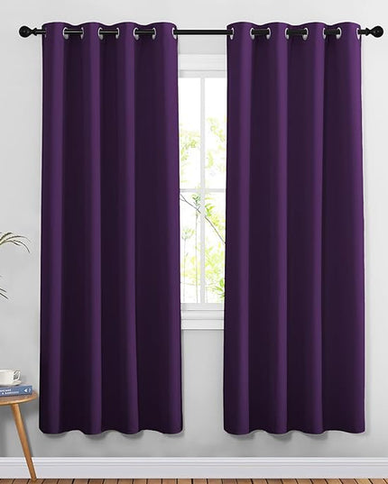 NICETOWN Royal Purple Doorway Curtains for Bedroom 78 inch Length, Grommet Privacy Light & Sound Reducing Room Darkening Window Treatments for Living Room, 2 Panels, W52 x L78