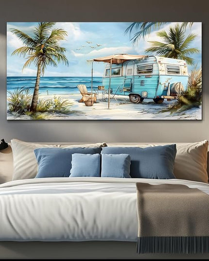 ERQINHUA Large Wall Decor For Living Room Canvas Wall Art For Office Bedroom Aesthetic Marine Beach Landscape Wall Painting Artwork Pictures Modern Beach Posters Ready To Hang Home Decor 30"x60"