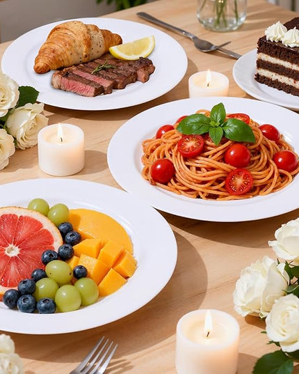 bUCLA 100PCS White Plastic Plates-10.25inch Disposable Dinner Plates-Premium Party&Wedding Plates