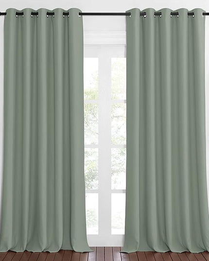 NICETOWN Sage Green Blackout Curtains for Bedroom - Grommet Thermal Insulated Family Home Window Treatments Solid Room Darkening Privacy Drape for Living Room (W66 x L102, 1 Panel)
