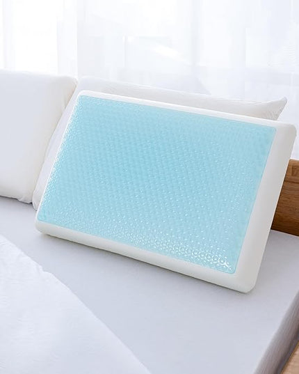 EGOHOME Cooling Gel Memory Foam Pillow - Reversible Cooling Cover, Neck Support for Side, Back and Stomach Sleepers, Removable & Machine Washable, All-Season Comfort, Standard Size, Blue