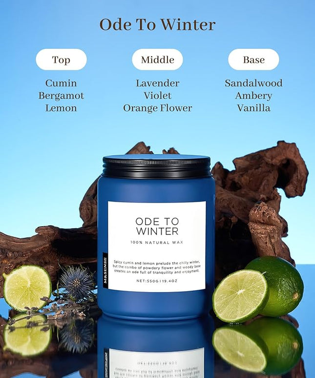 M&SENSE Ode to Winter Soy Candles Strong Scented, 2 Wick Jar Candle 19.4oz 110 Hour Long Lasting, Lavender Sandalwood Organic Natural Aromatherapy Candle Gifts Bedroom Bathroom Home Decor