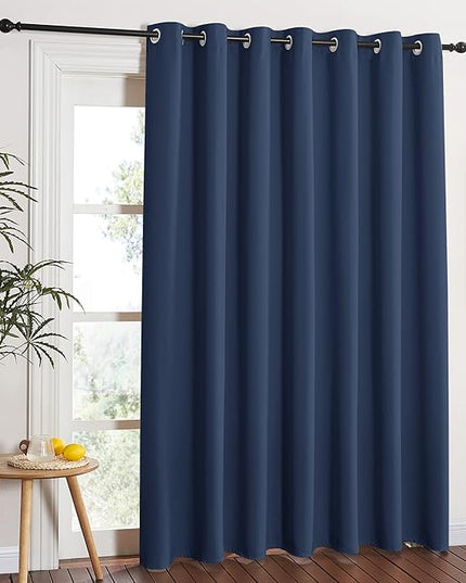 NICETOWN Blackout Curtain for Sliding Door - Patio Door Curtains, Thermal Insulated Wide Drapes/Draperies for Bedroom (Navy Blue, 100 by 84-Inch)