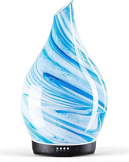 Porseme 280ml Essential Oil Diffuser Glass Color Changing Aroma Air Diffusers Aromatherapy Ultrasonic Cool Mist Humidifier 7 Running Hours Waterless Auto-Off for Sleeping, Yoga, Office, Spa (Blue Ink)