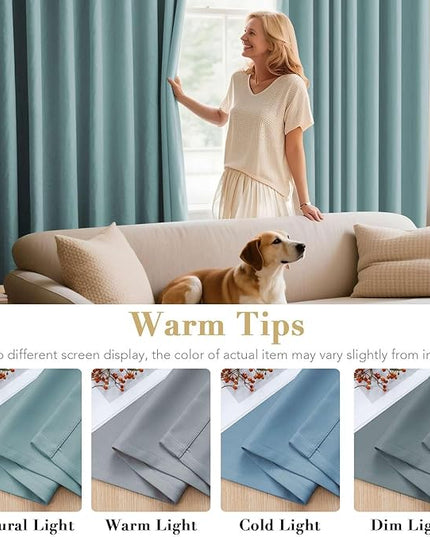H.VERSAILTEX Premium Blackout Thermal Insulated Room Darkening Curtains for Bedroom/Living Room - Classic Grommet Top (2 Panels, Mineral Blue, 52 Inch by 96 Inch)