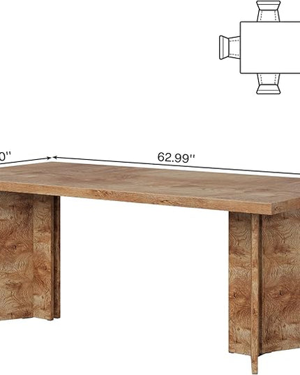 Tribesigns 63-inch Dining Table for 4-6, Farmhouse Kitchen Table with Large Tabletop, Rectangular Dinner Eating Table for Dining Room, Living Room, Kitchen, Light Oak Brown