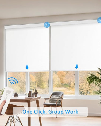 Motorized Blinds with Remote Cordless Automatic Motorized Shades Custom Blinds for Windows Smart Curtains Compatible with Alexa Google Home(Blackout Ivory White,W54 x H72in)