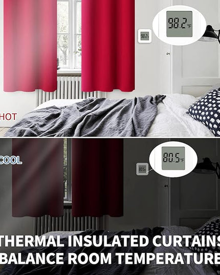 BGment Room Darkening Curtains 63 Inches Long - Grommet Thermal Insulated Drapes Window Treatment Curtains for Bedroom, 2 Panels, 52 x 63 Inch, Red
