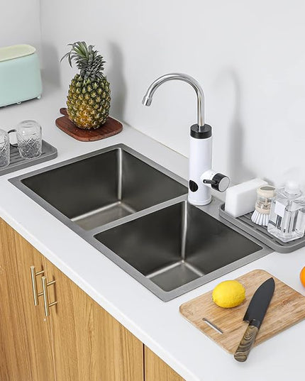Silicone Kitchen Sink Organizer Tray for Multiple Usage,Eco-Friendly Sponges Holder for Kitchen Bathroom Counter or Sink,Dish Soap Dispenser,Scrubber,Bottle,Cup (Grey, 10"×5.3")