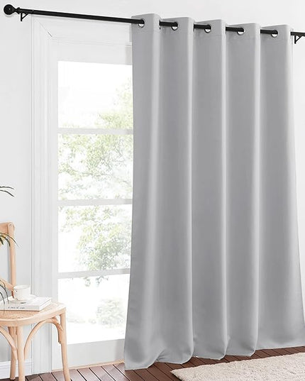 NICETOWN Blackout Long Window Curtain 90 inch Length - Room Darkening Thermal Curtain Grommet Large Window Treatment Light Blocking for Living Room (Siver Grey, 1 Panel, W66 x L90)