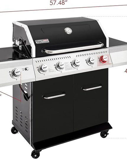 Royal Gourmet GA5404H 5-Burner Propane Gas Grill with Side Burner & Warming Rack, Outdoor BBQ Grill with 64,000 BTUs Output & 738 Sq. in. Cooking Area for Outdoor Barbecue, Black