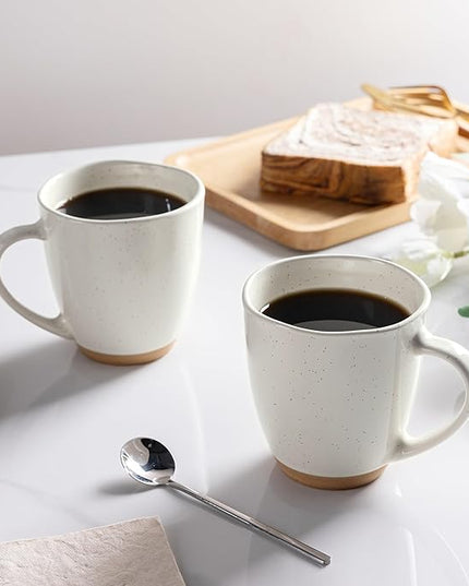 AmorArc 12oz Coffee Mugs, Ceramic Coffee Mugs set of 4 for Man, Woman, Dad, Mom, Modern Coffee Cups with handle for Latte/Cappuccino/Milk/Cocoa. Dishwasher&Microwave Safe, Light Beige