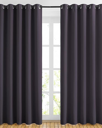 NICETOWN Blackout Large Window Curtains 84 inches Long - Grommet Room Darkening Sliding Door Thermal Curtains & Drapes Sound Block for Bedroom/Living Room (Greyish Purple, 2 Panels, W66 x L84)