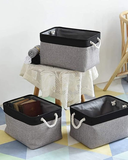TheWarmHome Storage Basket for Organizing- 16x12x8 inch 1 Pack Fabric Storage Cubes, Bins for Organization for Shelves Organizer Gift Laundry Cloth Toy (Grey & Black)