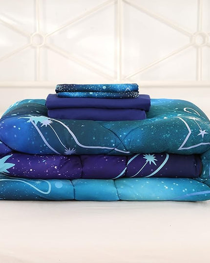 Wowelife Galaxy Bedding Twin Comforter Set for Boys and Girls 5 Pieces Cat Galaxy Comforter Set Outer Space Twin Bedding Set with Sheets Comfortable and Breathable for Kids