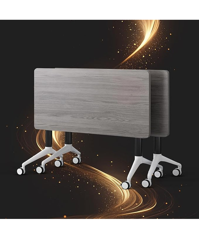 Conference Table, Folding Conference Room Tables, Modern Flip Top Seminar Training Meeting Table with Wheels, Modular Foldable Conference Tables for Home Office Classr (Gray 2 Pack 70.8inch)