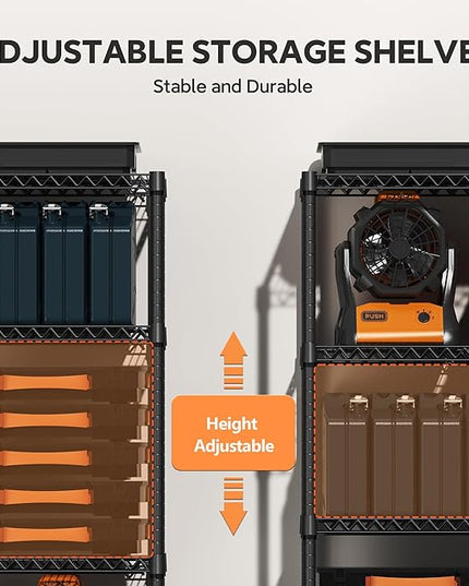 4 Tiers Storage Shelves Load 1400LBS, Metal Shelving Wire Metal Shelving Unit Shelves for Storage Adjustable Garage Shelving for Pantry Kitchen Garage Black 17.7" D x 47.3" W x 62.7" H