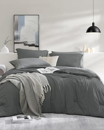 WRENSONGE Full Size Comforter Sets- 7 Pieces Soft Bed in a Bag with Fitted Sheet, Flat Sheet, 2 Pillow Shams, 2 Pillowcases, Warm Bedding Sets for All Season