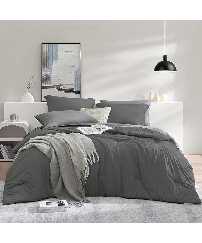 WRENSONGE Full Size Comforter Sets- 7 Pieces Soft Bed in a Bag with Fitted Sheet, Flat Sheet, 2 Pillow Shams, 2 Pillowcases, Warm Bedding Sets for All Season