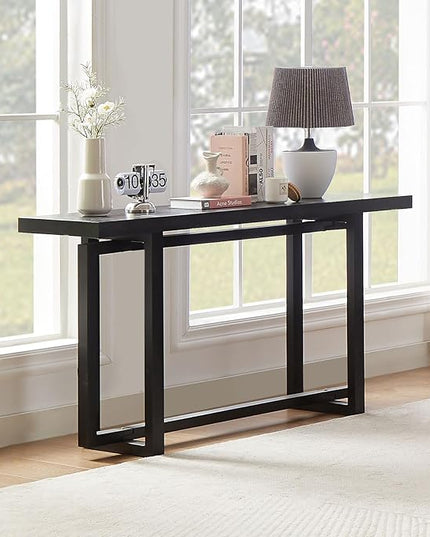 LKTART 59.05-Inch Long Behind Couch Sofa Table for Living Room, Farmhouse Console Table with Storage, Narrow Accent Entryway Tables for Hallway Entrance Foyer (Black)