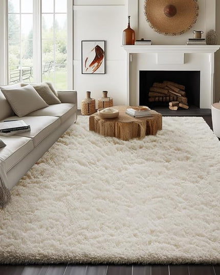 Ophanie 8x10 Area Rugs for Living Room, Upgrade Non-Slip Fluffy Soft Large Shag Bedroom Carpet, Ivory Big Indoor Thick Nursery Rug, Carpets for Boy and Girls Room Dorm Home Decor Aesthetic