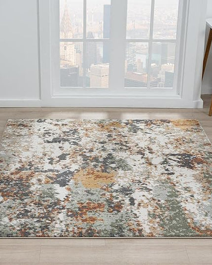 Keen Home Design Area Rugs - 5ft Round Non-Shedding, Abstract Rugs for Kitchen, Living Room, Bedroom, Dining Room, Entryway - Size: 5'3" Square, Multi