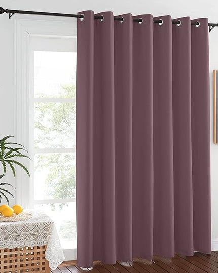 NICETOWN Blackout Dry Rose Sliding Door Curtains 84 inches Long - Grommet Thermal Insulated Patio Door Drape Room Darkening Sound Reducing Window Treatment for Girls Room (W100 x L84, 1 Panel)