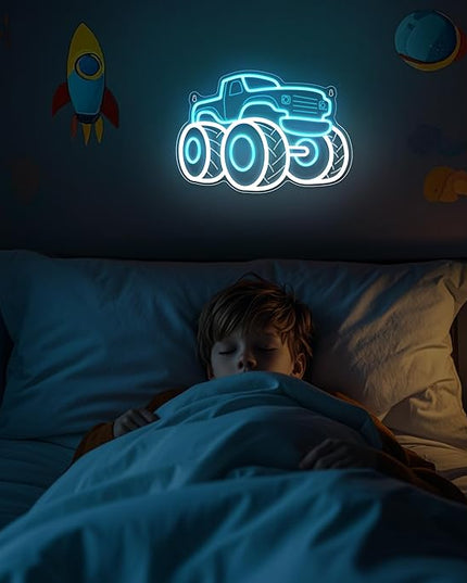 Truck Neon Signs for Wall Decor, Vehicle Neon Lights for Bedroom, Neon Wall Light Suitable for Living Office Game Room Christmas Gift for Truck Toys Lover - 5V USB Power with Hanging Chain Hooks