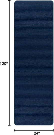 Beverly Rug Non-Slip Modern Runner Rug 2x10 Solid Traditional Rubber Backing Machine Washable Soft Thin Indoor Area Rugs for Living Room Stain Resistant Non Shedding Casual Carpet (2 x 10 Navy)