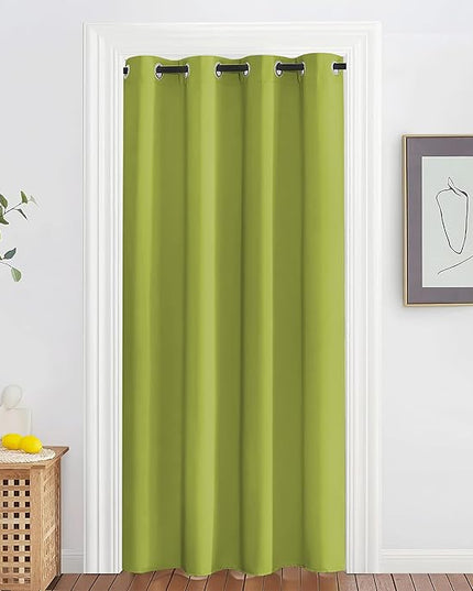 NICETOWN Blackout Doorway Curtain Drape 78 inch Long - Grommet Noise Reducing Thermal Insulated Solid Modern Window Treatments for Bedroom Closet (1 Panel, 52 x 78 Inch, Fresh Green)