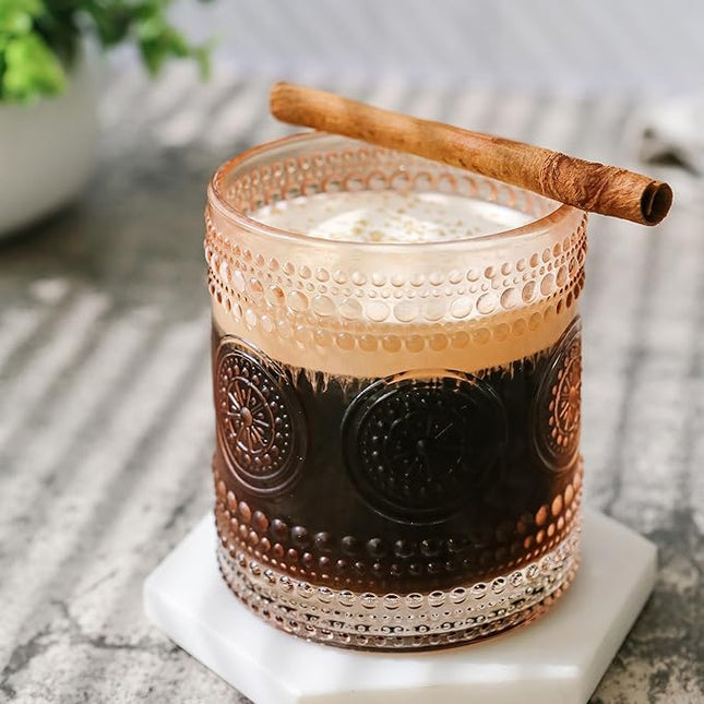 Hobnail Beaded Floral Rose Gold Drinking Glasses Set of 6, (10 oz) Vintage Glassware Set by Kate Aspen| Cocktail Glass Set, Juice Glass, Water Cups | Great Hostess Gift & Gift for New Home Owners