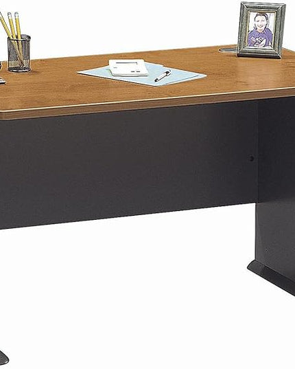 Bush Business Furniture Series A 48W Computer Desk in Natural Cherry and Slate, Small Office Table for Home or Professional Workspace
