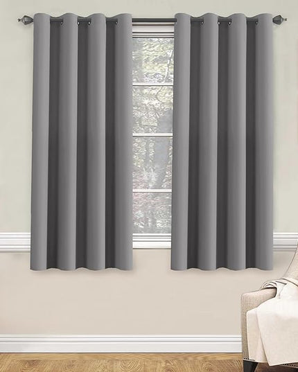 H.VERSAILTEX Blackout Grey Curtains for Bedroom/Living Room, 52" Wide x 63" Long Each Panel,Grommet Top (Set of 2 Panels)