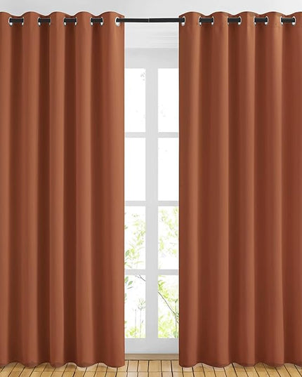 NICETOWN Blackout Large Window Curtains 84 inches Long - Grommet Room Darkening Sliding Door Thermal Curtains & Drapes Sound Block for Bedroom/Living Room (Burnt Orange, 2 Panels, W66 x L84)
