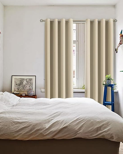 BGment Room Darkening Curtains 108 Inches Long - Grommet Thermal Insulated Drapes Window Treatment Curtains for Bedroom, 2 Panels, 52 x 108 Inch, Beige