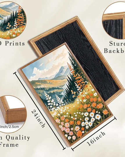ANHUIB Colorful Landscape Wall Art 16x24 Inch Abstract Mountain Forest Wall Decor Wildflower Blossom Artwork Nature Scenery Painting Set of 3 for Living Room Bedroom Dining Room